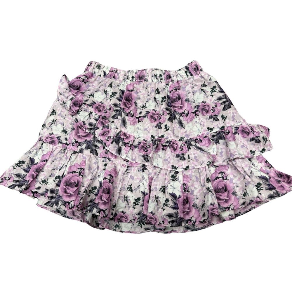 NWT LoveShackFancy Emma Ruffle Mini Skirt Sandy Shores Purple Roses Small - Picture 6 of 9